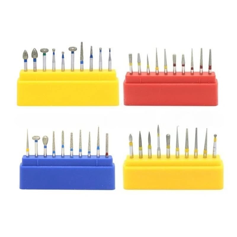 Dental Diamond Burs Set - High-speed Tooth Preparation, Polishing, and Grinding // 10-piece Dental Tool Kit