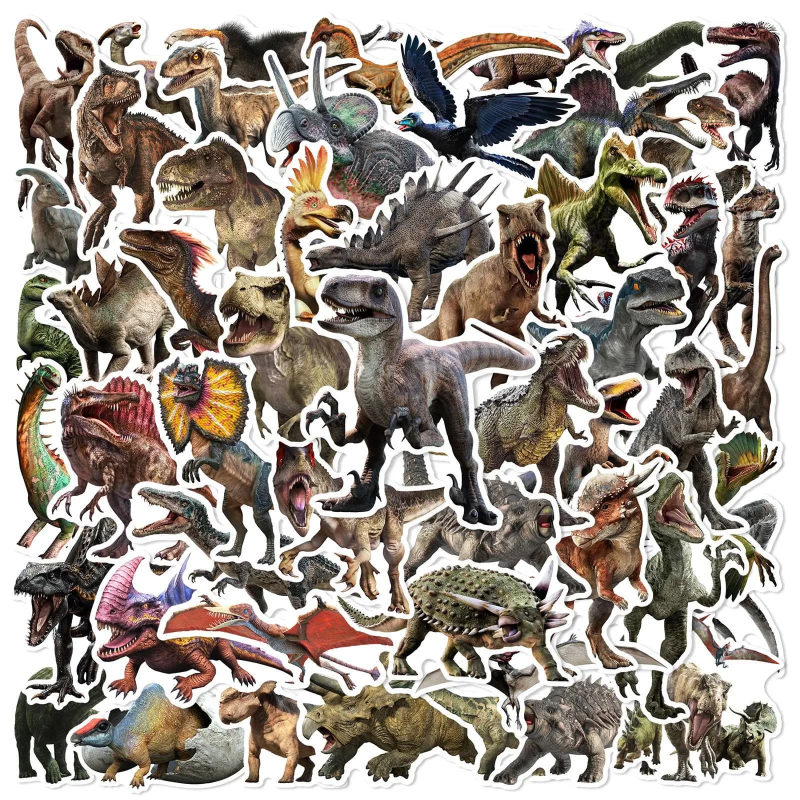 50 Pezzi Adesivi di Dinosauri Giurassici per Fai-da-Te, Valigie, Quaderni, Chitarre, Laptop, Telefoni, Cancelleria, Bottiglie d'Acqua, Skateboard