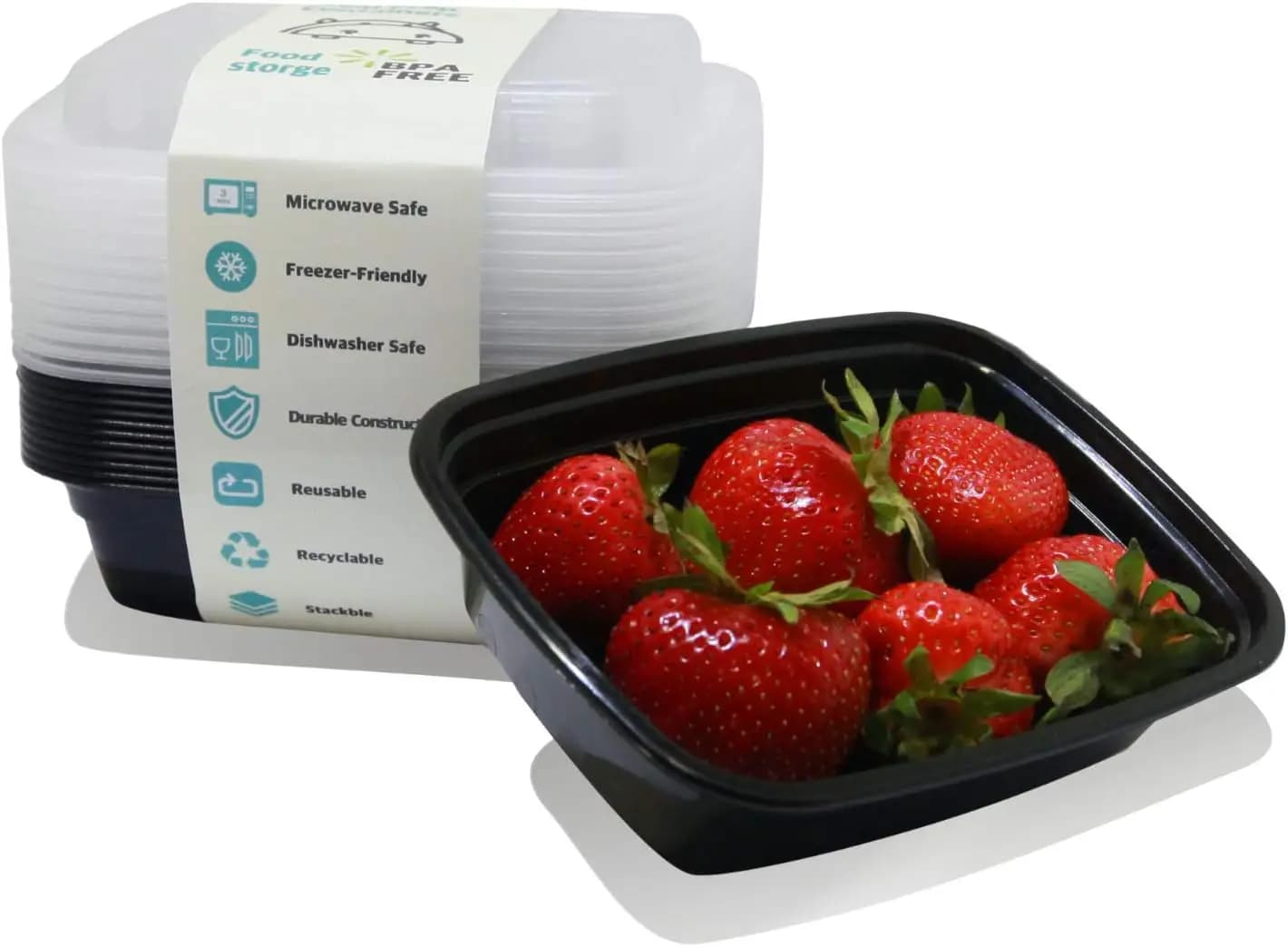 Set di 12 Contenitori per Preparazione Pasti da 12oz, Senza BPA, Impilabili, Adatti per Microonde/Lavastoviglie/Congelatore