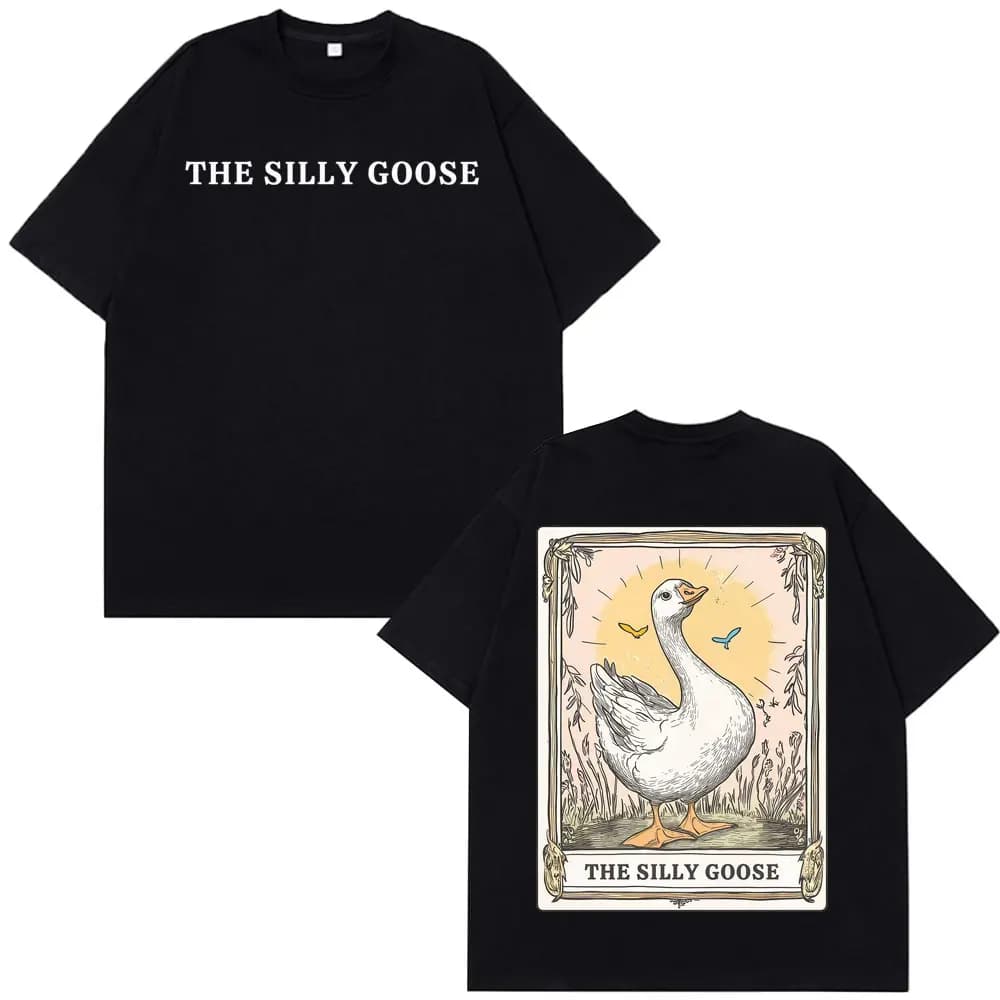 Silly Goose Tarocchi Carta Divertente Meme Graphic Tees Uomo Donna Moda Abbigliamento T-shirt Estate Cotone Allentato Harajuku Hip-hop T-shirt