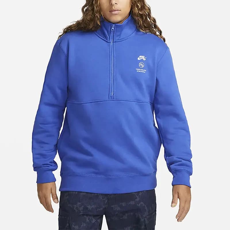 Felpa con cappuccio da skateboard in pile con mezza zip Nike Authentic Summer New da uomo DQ7313-480