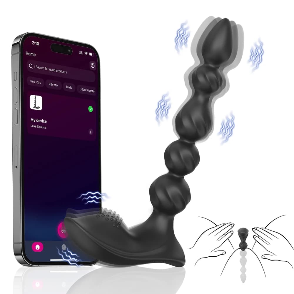 Vibratore anale di controllo APP Perline anali vibranti Butt Plug per uomini Donne Massaggiatore della prostata Palline anali Uomini Morbido giocattolo del sesso in silicone