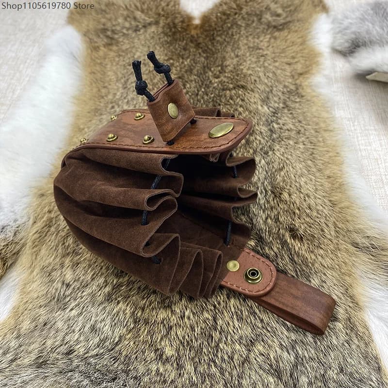 Medieval Viking Money Pouch Bag Coin Purse Hangable Belt Waist Bag Cosplay Accessories Fanny Pack Viking Knight Drawstring Bag