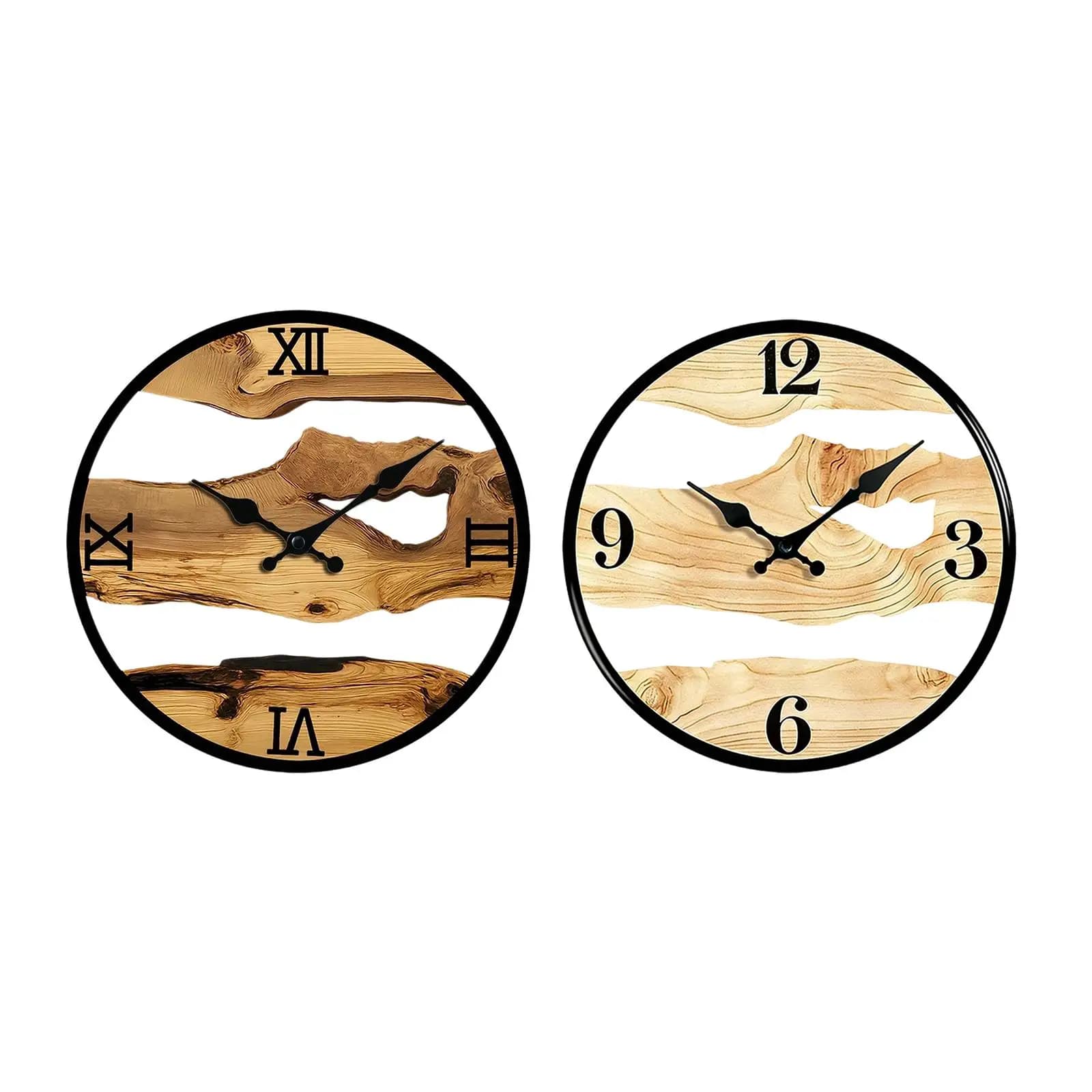 Large Wooden Wall Clock Noiseless Vintage Round Wall Hanging Clock for Office Living Room Kitchen