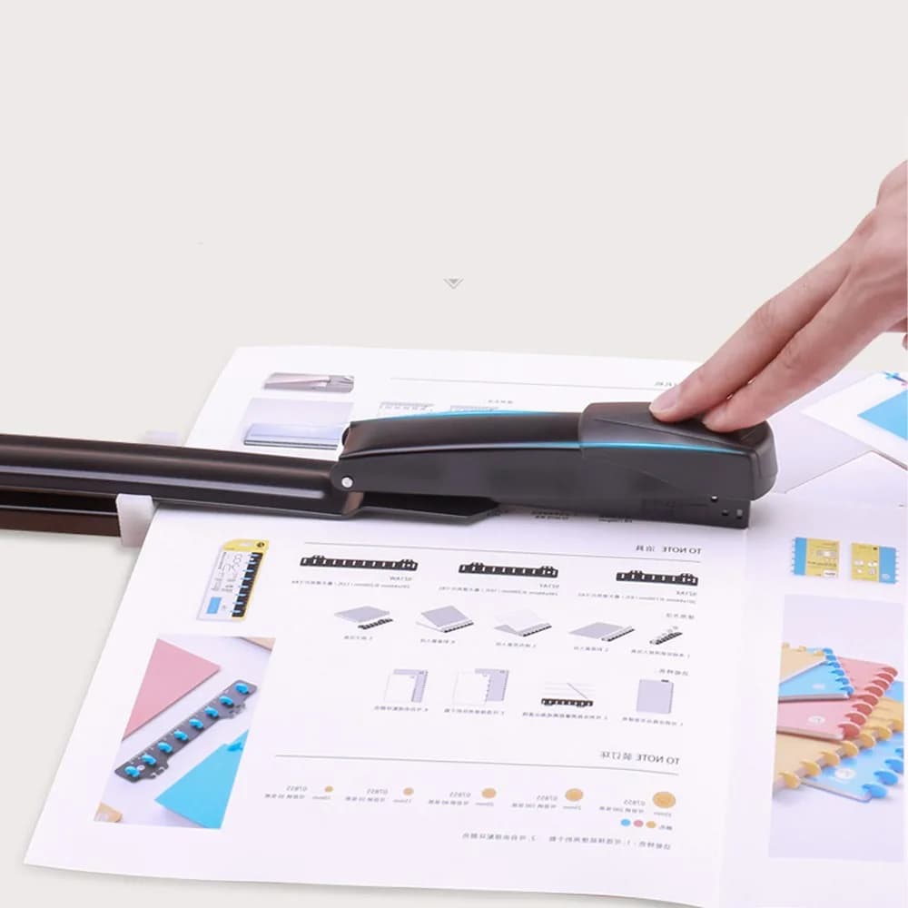 20 Sheets Metal Body Long Reach Stapler Adjustable Throat 20 Sheet Capacity Booklet Stapler Full Strip Black Long Arm Stapler
