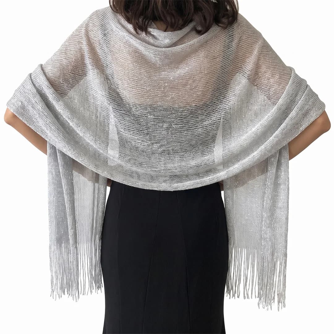 Fashion Bright Sunscreen Shawl Hijab Gold Silver Shiny Scarves For Women Lace Tassel Party Evening Dress Scarf