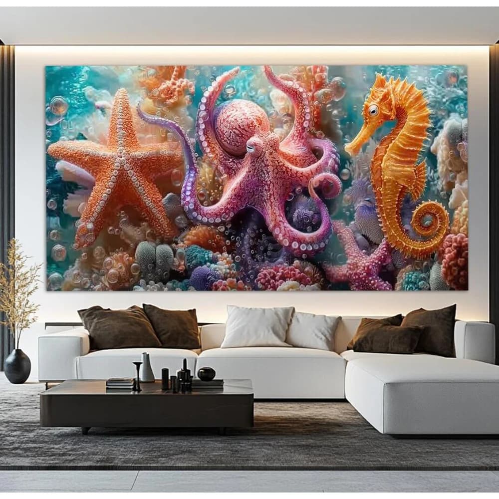 Underwater Life 5D Diamond Painting Kits Octopus Seahorse,Corals Large Size New 2025 Full Diamond Embroidery Cross Stitch Kits