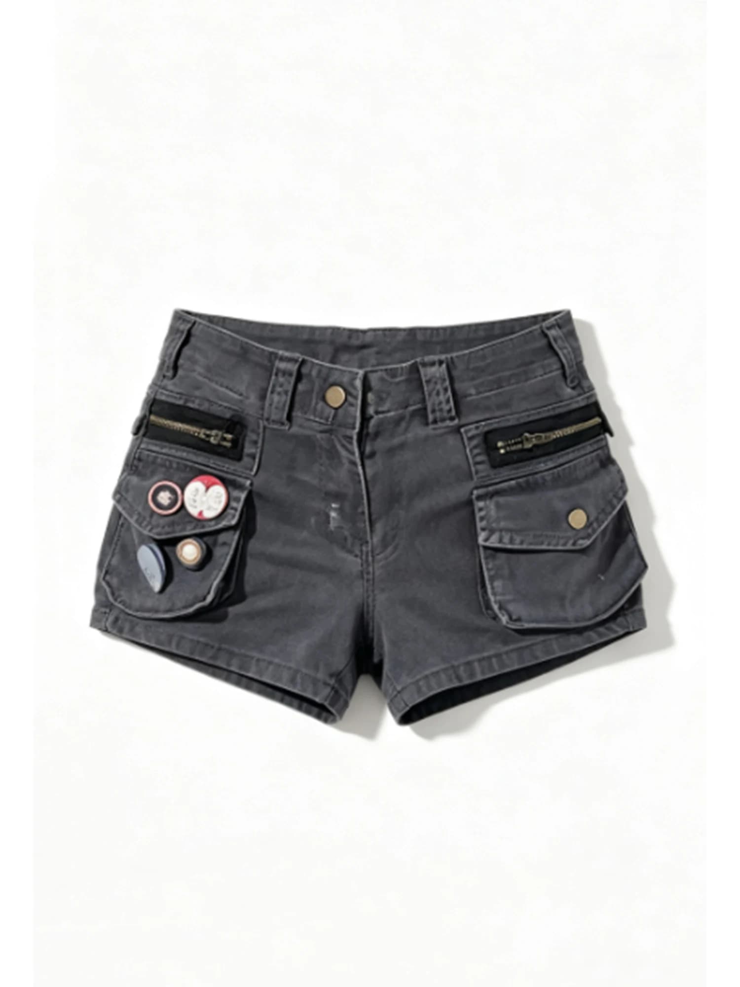 Shorts in denim neri da donna, stile gotico, a vita bassa, a trapezio, hot pants con inserti in pizzo, micro shorts in jeans, pantaloncini slim micro bodycon, Estate 2026
