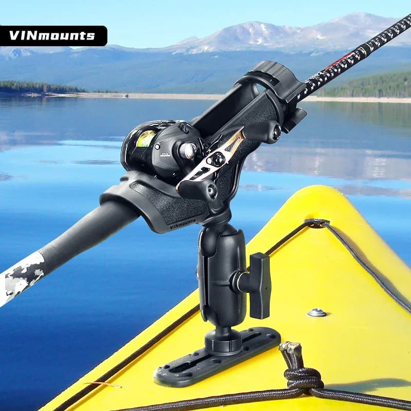 VINmounts Fishing Candle Holder with Double Arms, 360° Base Adjustable slide, Universal Boat and Kayak Support