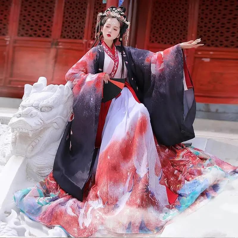Cosplay Costumes in Chinese Style Hanfu Red Purple White Women's Dresses Stage Clothing Popular Dance Dress Graduate with Cross Collar