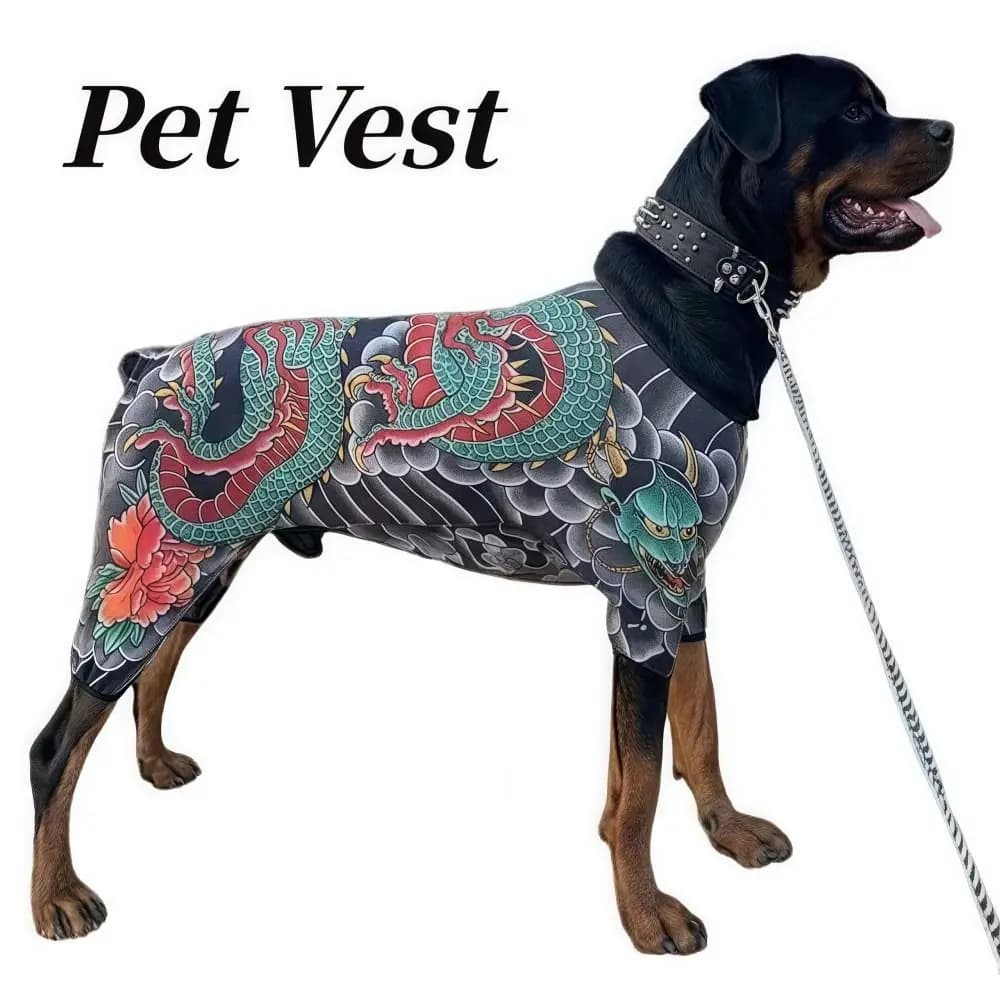 Creativity Four Seasons Pet Tattoo Vest Lifelike Funny Dog Cat Tattoo Jacket Breathable Cool Pet Clothes For Pet S To 6XL