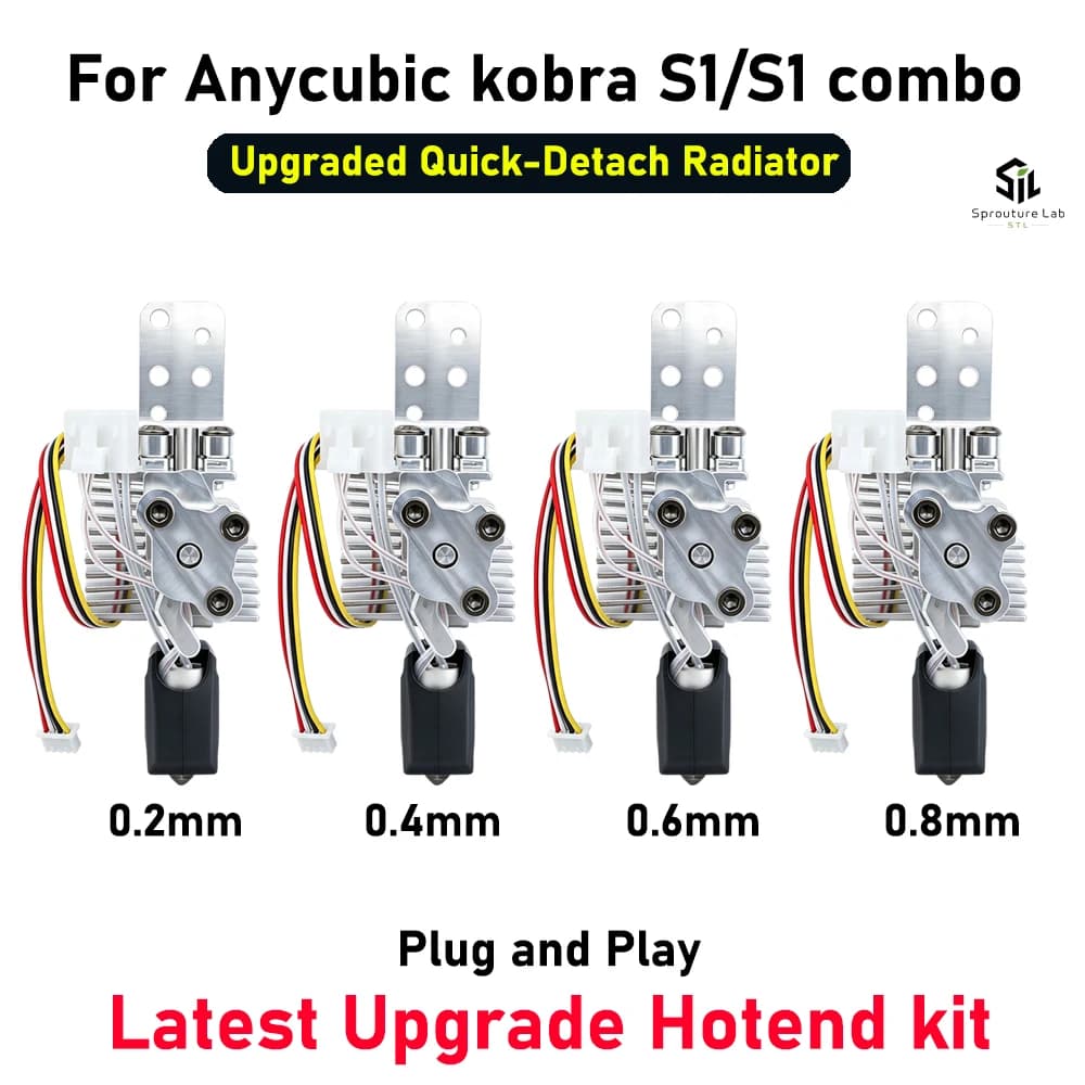 For Anycubic Kobra s1/s1 Combo Hotend Quick Release Hotend Upgrade Kit Aluminum Heat Sink Sensor Replacement Parts