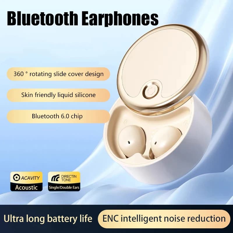 Mini Slide‑Open Earbuds Bluetooth V6.0 Wireless Earphones Type‑C Charging 10M Connection Open‑ear Sports Headphones For Phone