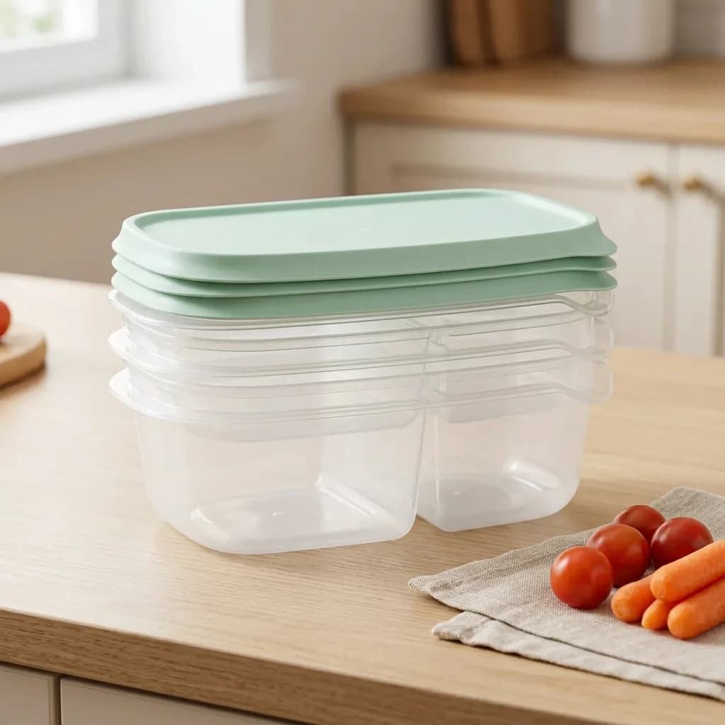 3 Pack Divided Rectangle Food Storage Containers, 28oz Mint Green Snap‑on Lid Food Boxes With Dual Compartments