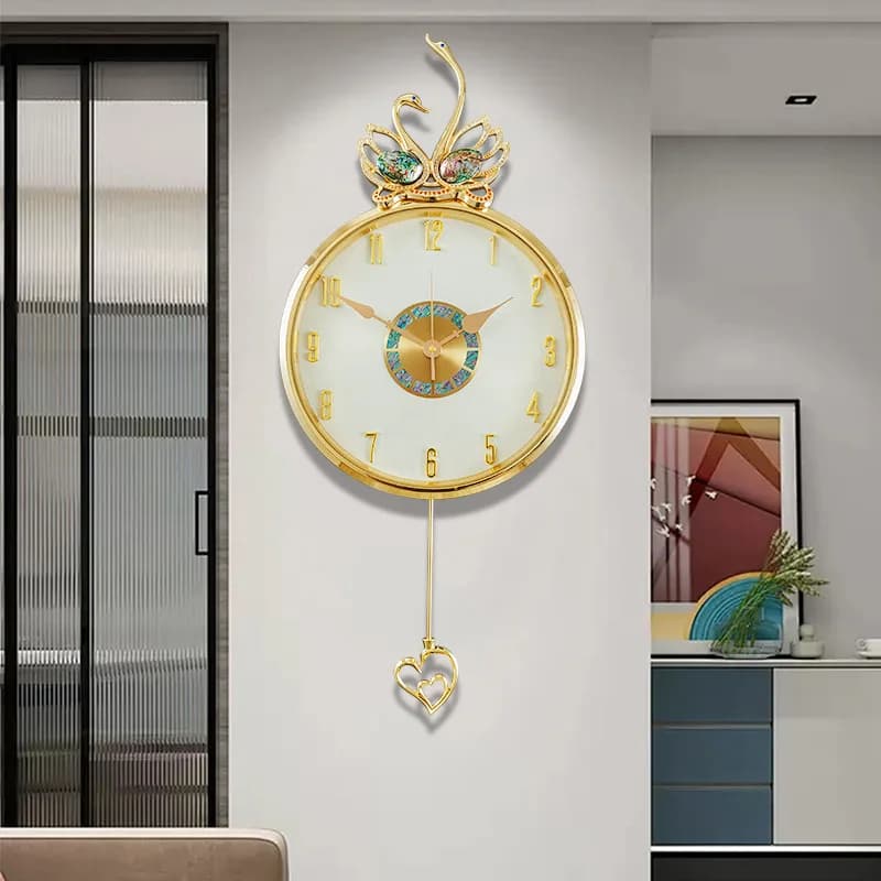 Orologio da parete per soggiorno domestico di fascia alta, alla moda e creativo, semplice, leggero, di lusso, decorazione da parete, orologio a cigno, orologio al quarzo silenzioso