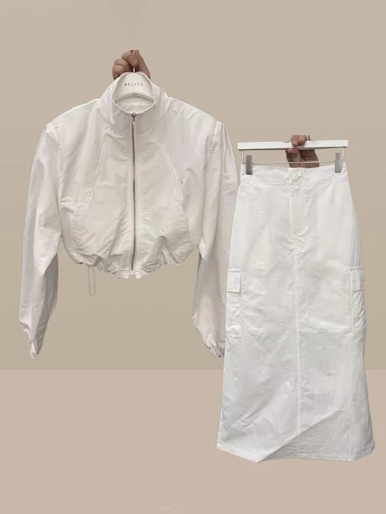 Summer New Breathable Sun Protection Fashion Set Women High Waist Slim Fit Half Skirt Versatile Two Piece Set Trendy