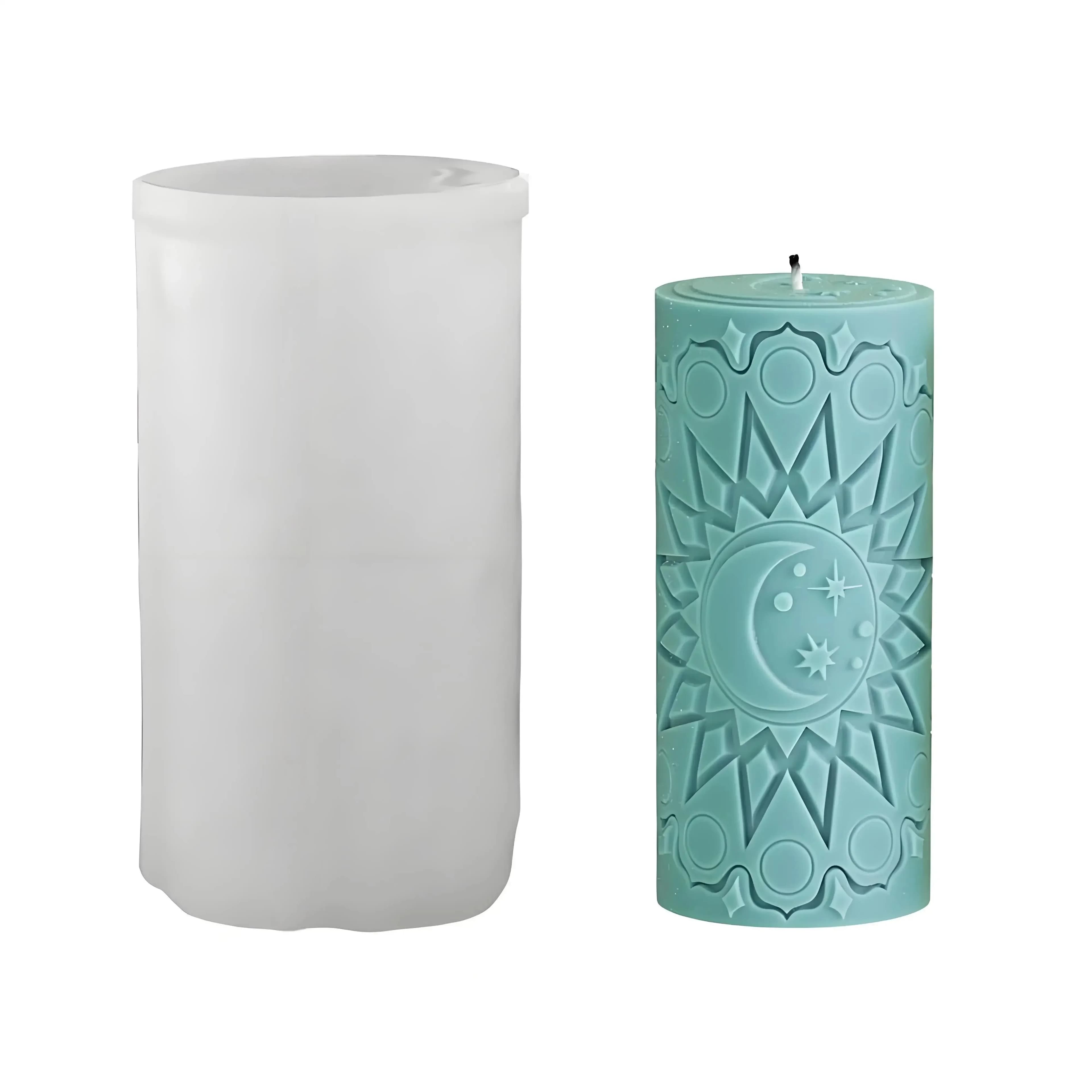 Stampo in Silicone per Candele a Colonna con Motivo Luna Vintage, per Candele di Soia, Aromaterapia, Gesso