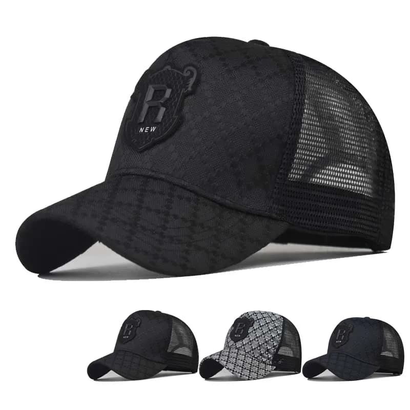Berretto da baseball da uomo con icona lettera R per uomo estivo all'aperto regolabile sportivo cappello hip-hop berretti per protezione solare da camionista in rete traspirante