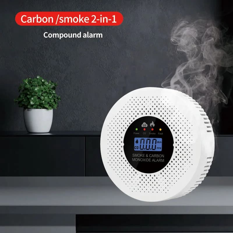 Rilevatore di fumo e monossido di carbonio 2 in 1 per la sicurezza domestica con indicatore LED