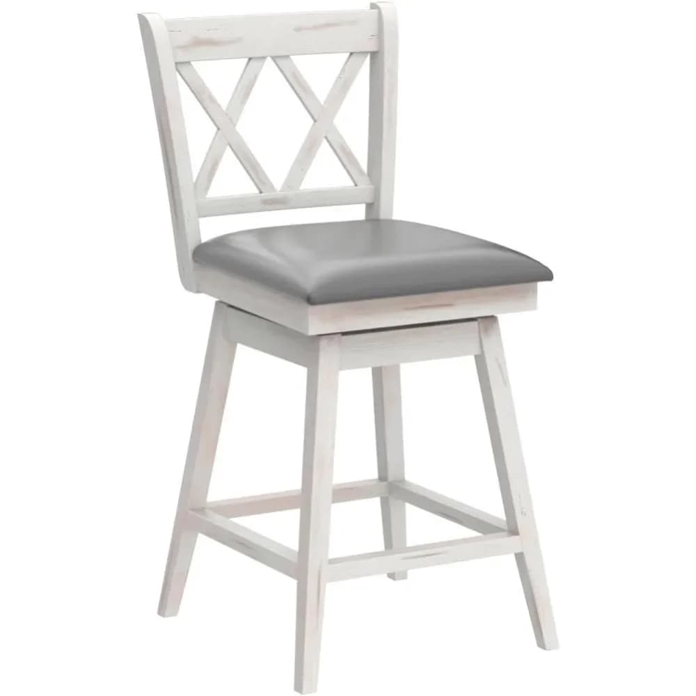 Set di 4 sgabelli da bar, 360 ° Sgabello da Bar Girevole Altezza 25 Pollici, con Poggiapiedi, Cuscino Imbottito e Schienale Ergonomico