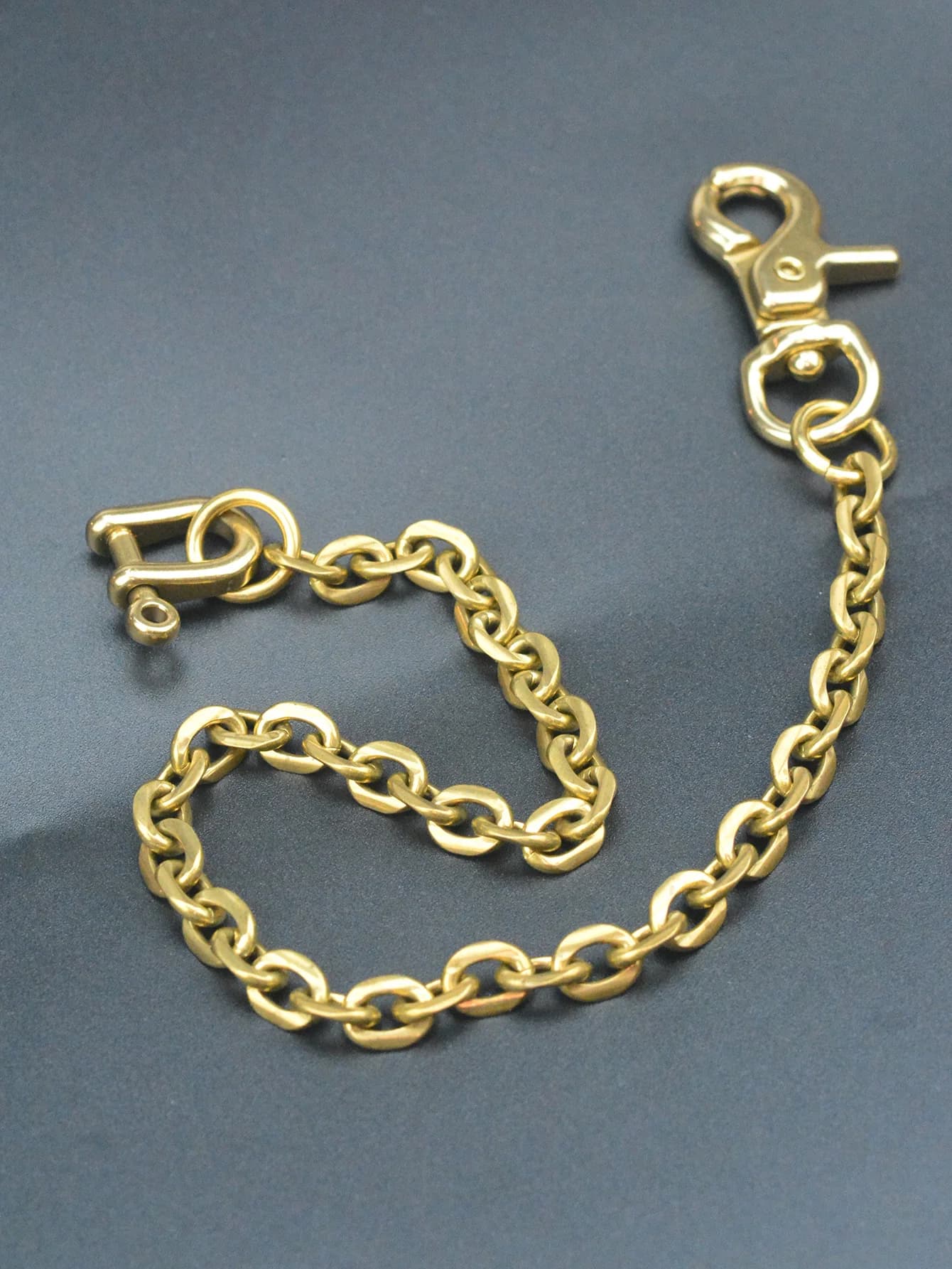 37cm short brass Trousers Jeans Wallet waist biker Chain Keychain belt Clips Snap Hook Cowboy Chains EDC Gift