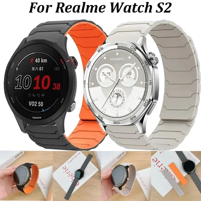 Cinturino magnetico in silicone da 22 mm per Realme Watch S2 Smartwatch Band per Realme Watch 2/3/S 2/3/S Pro Sport Comodo Correa