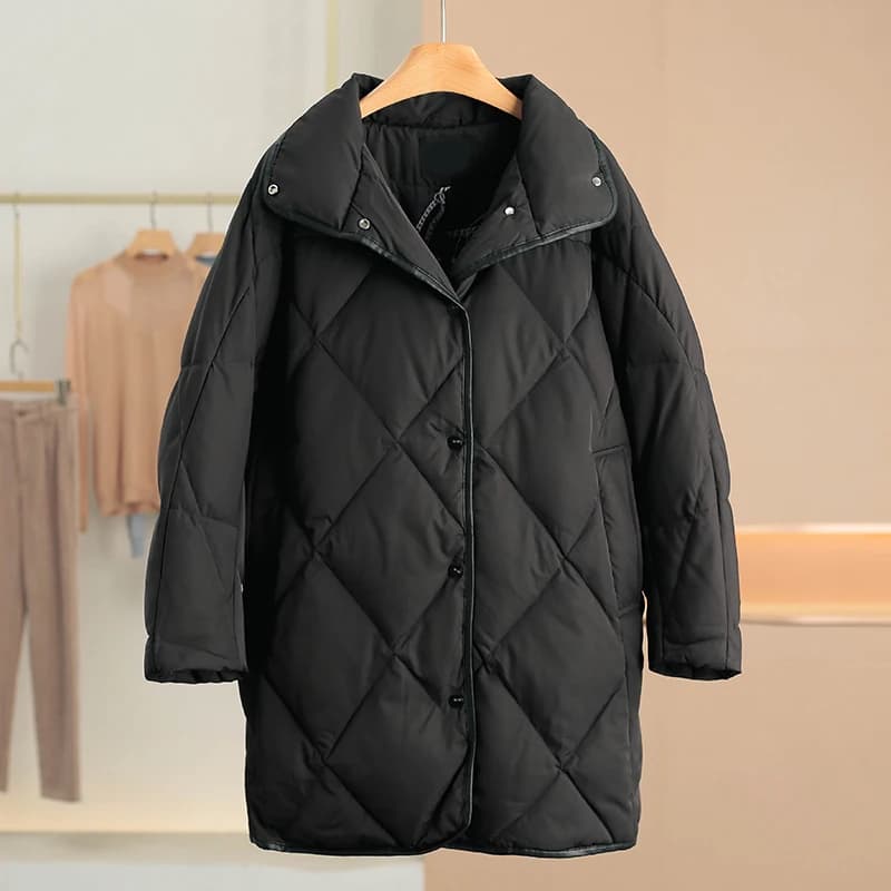 Giacca Invernale da Donna Casual con Inserti sulle Spalle, Antivento, Collo Alto, Imbottita in Fibra di Poliestere