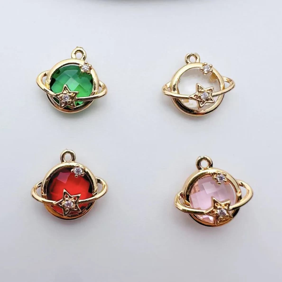 20 pz/borsa Rame Placcato Oro Zircone Cielo Stellato Serie Stella Ciondolo Orecchini Fai da Te Bracciale Collana Accessori