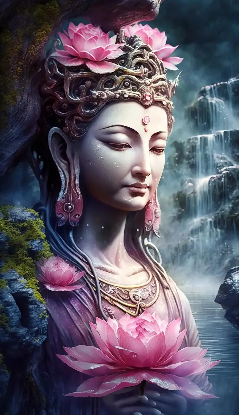 Pittura su tela con cornice Lotus Buddha Wall Art 100x200cm 70x140cm credenza religiosa Poster stampe grande buddismo indiano immagine