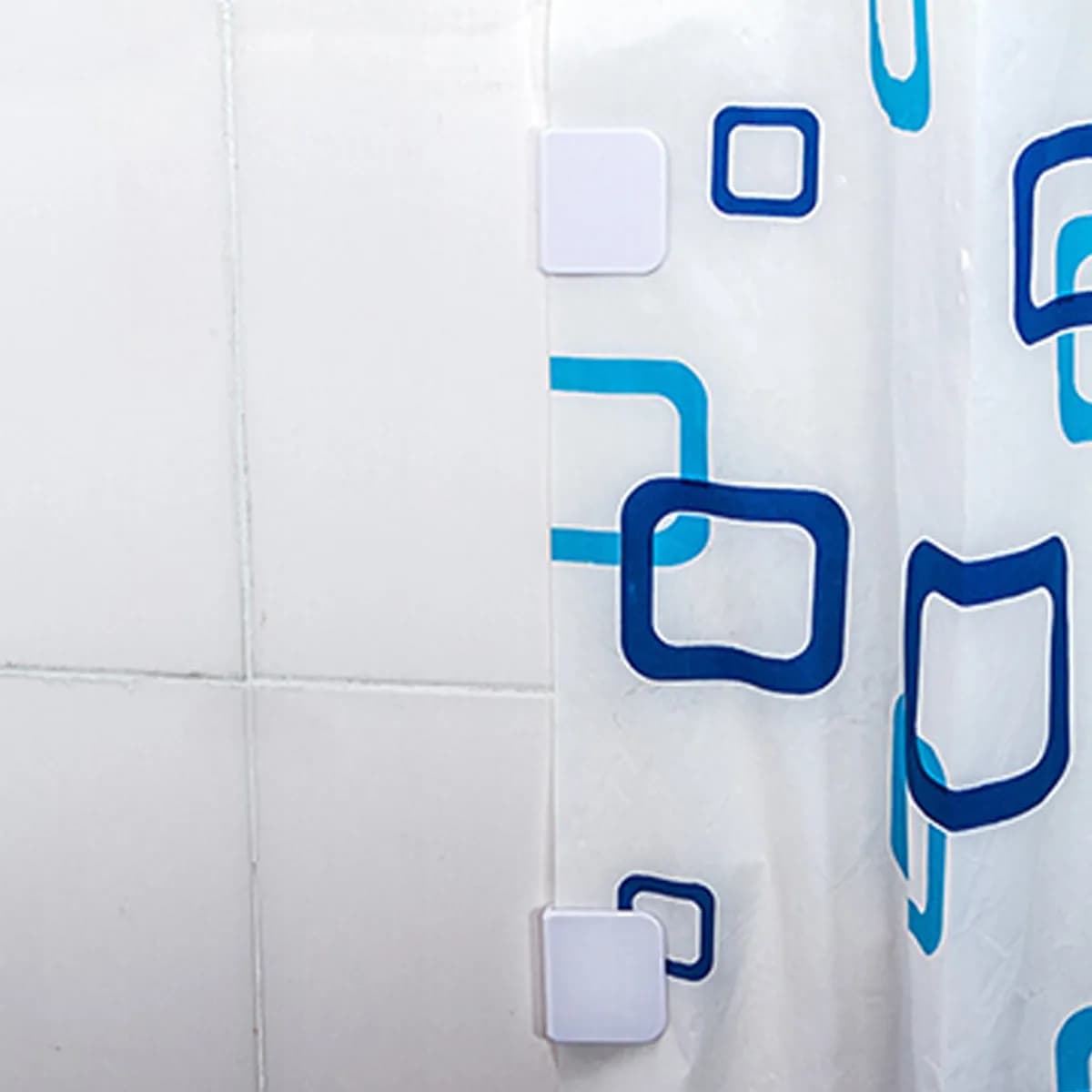 Set di 2 Clip Antiscivolo per Doccia, Ferma Tende Autoadesivi per Vasca da Bagno, Impermeabili, Resistenti al Vento