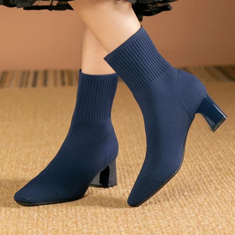 Fashion autumn comfortable hot boots for socks designer luxury shoes for women 2025 new boots with knitted rubber sole women's boots