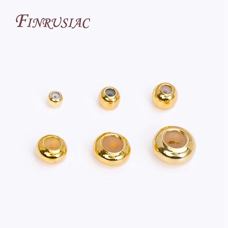 Perlina rotonda "Smart" da 3-8 mm con inserto in silicone, perline con estremità sferica di posizionamento placcate in oro 18 carati Accessori per gioielli con perline fai da te