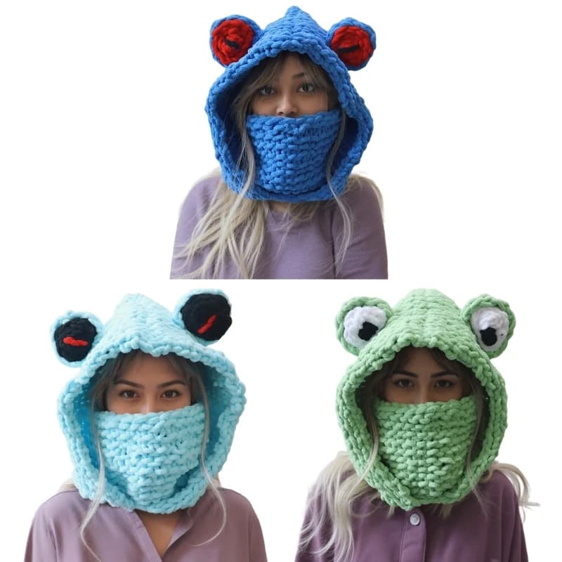 X5XA Passamontagna lavorato a maglia dal design unico Toads Copricapo invernale unisex Materiale morbido in poliestere per