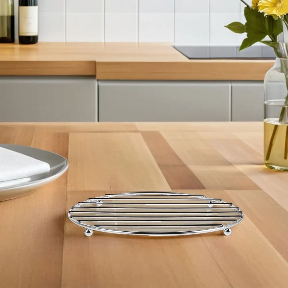 Set di 2 Sottopentole Rotondi in Acciaio Inox, Resistenti al Calore, Facili da Pulire, per Pentole e Padelle, Ideali per Cucinare e Cuocere al Forno