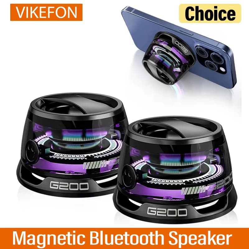 Outdoor Magnetic Bluetooth Speaker Mini Wireless Portable Travel Speaker with Colorful RGB Light and Phone Support for Ios