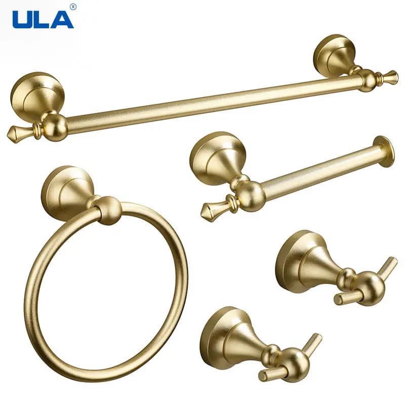 ULA ganci per mensole da bagno Set di Hardware ganci da parete per accappatoio portasciugamani portasciugamani scaffale porta carta velina mensola in oro nero spazzolato