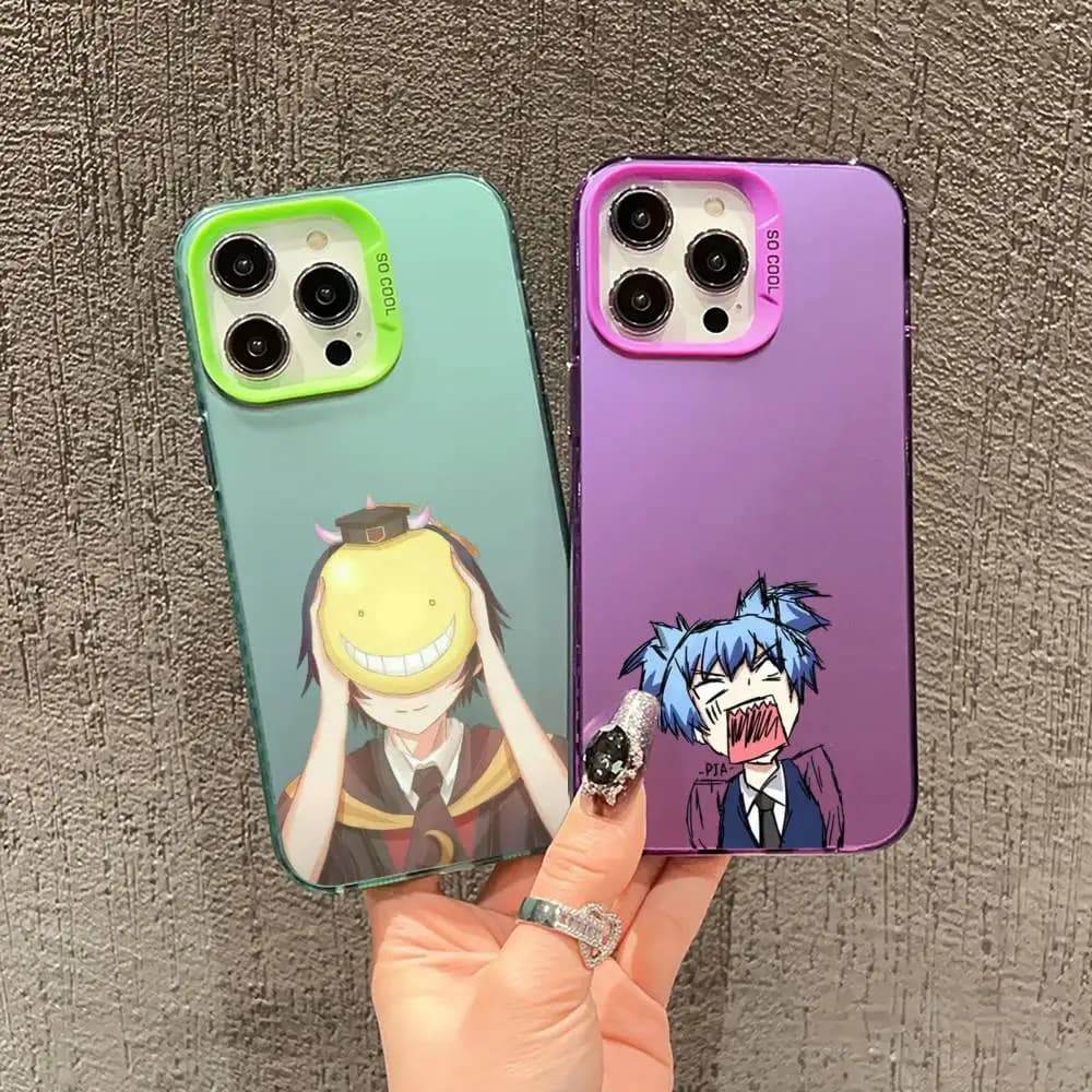 Anime A-Assassination Classroom-m Phone Case For iPhone 17,16,15,14,13,12,11,Mini,Pro,E,MAX silver White Candy Matte Cover