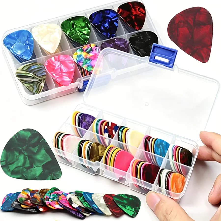 30pcs Celluloid Guitar Pick ABS Plectrums for Acoustic Electric Bass Ukulele String Instrument Music Performance Accessories XJM