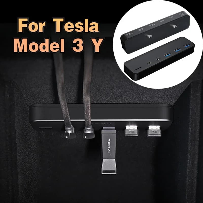 Docking Station 27W per Tesla Model 3 Y Hub USB ricarica rapida intelligente 6 in 2 Type-C Micro SD ricarica rapida accessori per auto
