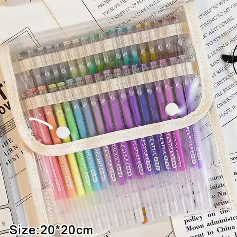 Borsa portaoggetti per penne gel di grande capacità per 36/108 penne gel, astuccio portatile trasparente, leggero e impermeabile