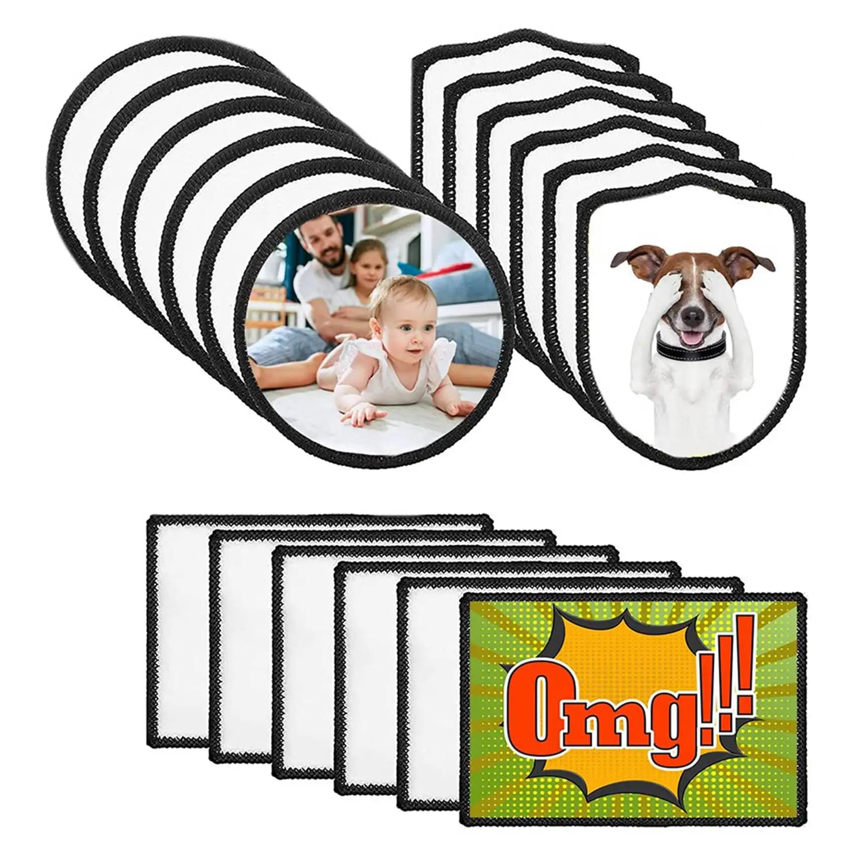 48Pcs Sublimation Patch Blanks Fabric Iron-On Patches Repair Patch For Hats Clothes Backpacks Uniforms,3 Styles