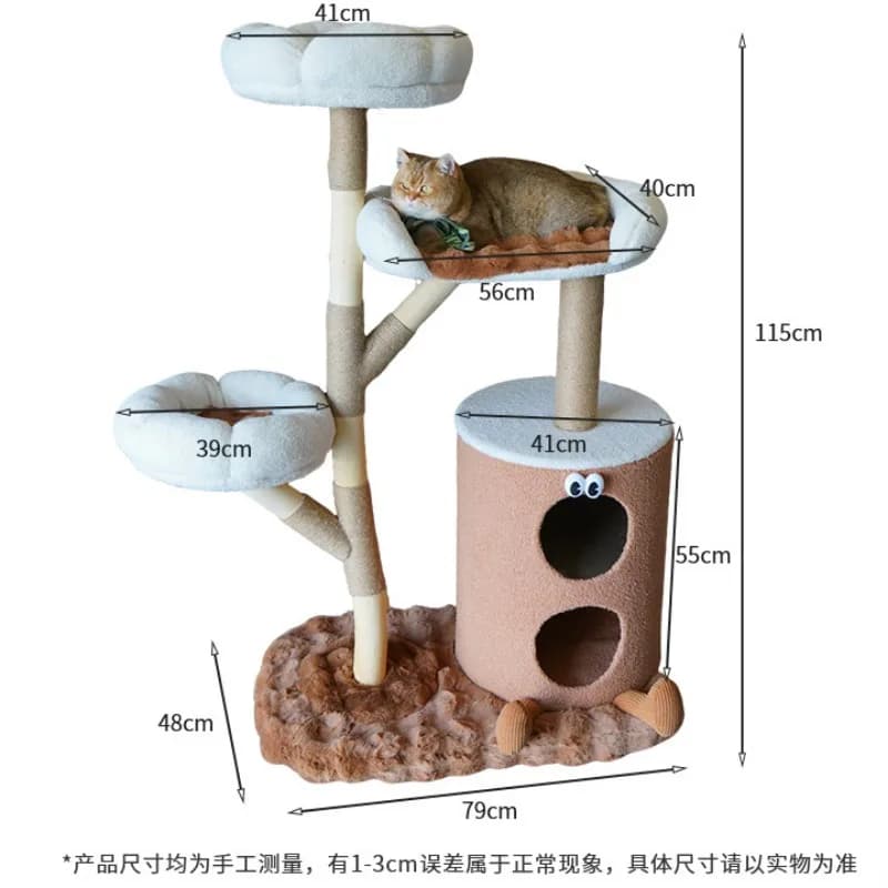 Struttura da arrampicata per gatti in legno massello, nido per gatti stabile Tiragraffi per alberi per gatti Prodotti per mobili per animali domestici resistenti all'usura e alla presa