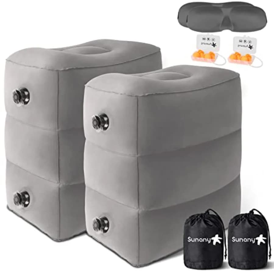 Cuscino Gonfiabile da Viaggio per Poggiapiedi, Letto per Aereo e Bambini, Altezza Regolabile, Portatile, per Treni, Auto, Casa, Ufficio