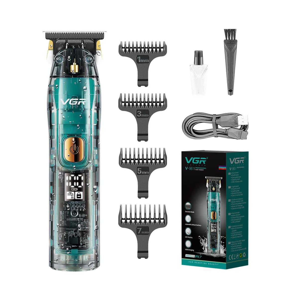 Tagliacapelli professionale V-961 per uomo Barbiere Tagliacapelli impermeabile Tagliacapelli ricaricabile Tagliacapelli da barba