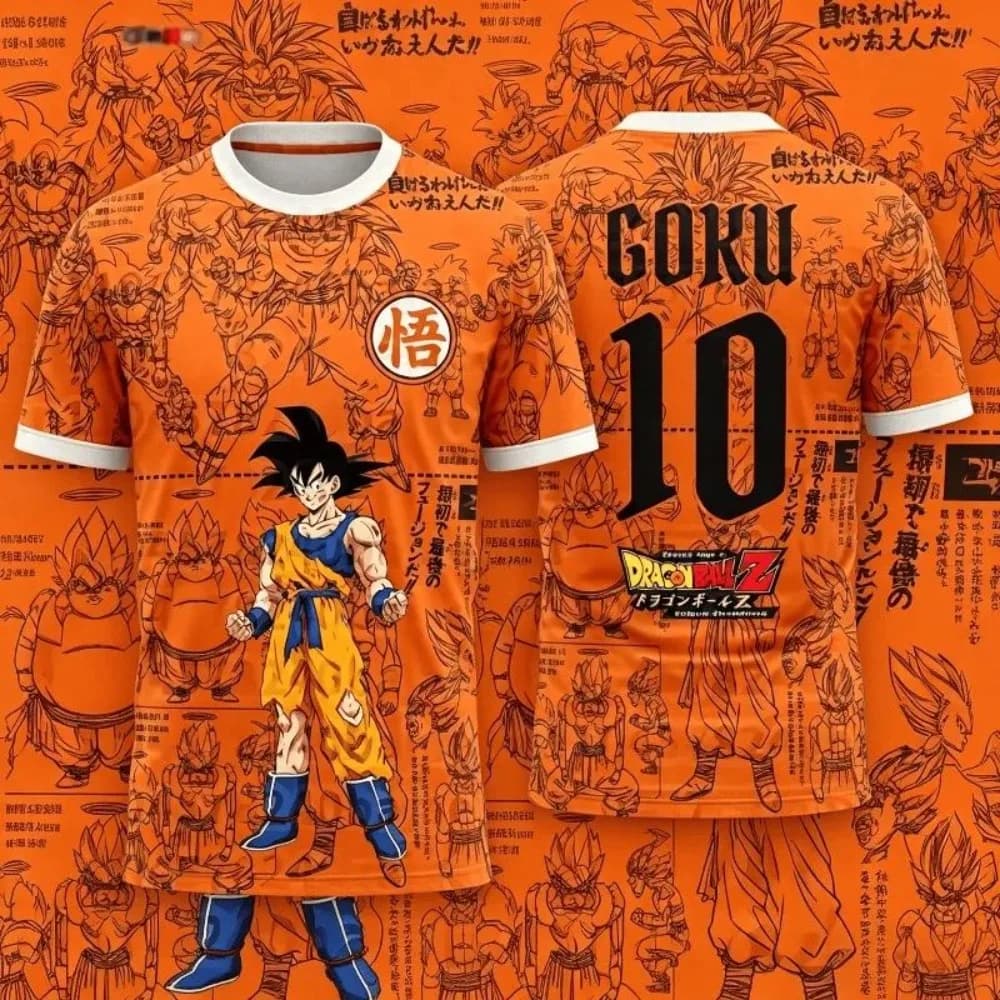 Maglietta sportiva Dragon Ball Wukong con motivo a cartoni animati, estiva, ampia, alla moda, da uomo, unisex, girocollo, a maniche corte
