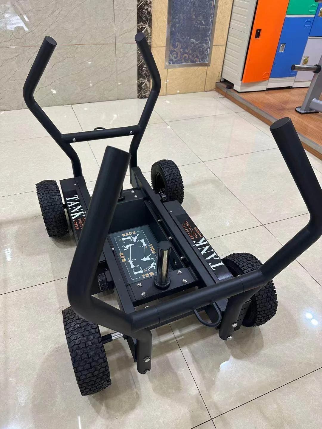 Black Sled Car Adjustable Resistance Barbell Plate Weight Bearing Commercial Gym Walking Cart
