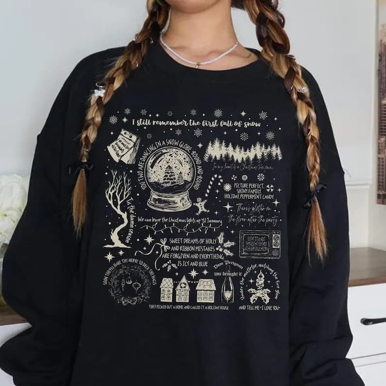 Pop Star Era Christmas Lyric Version Sweatshirt Country Music Fan Crewneck TisTheDamnSeason Holiday Besties Matching Y2k Clothes