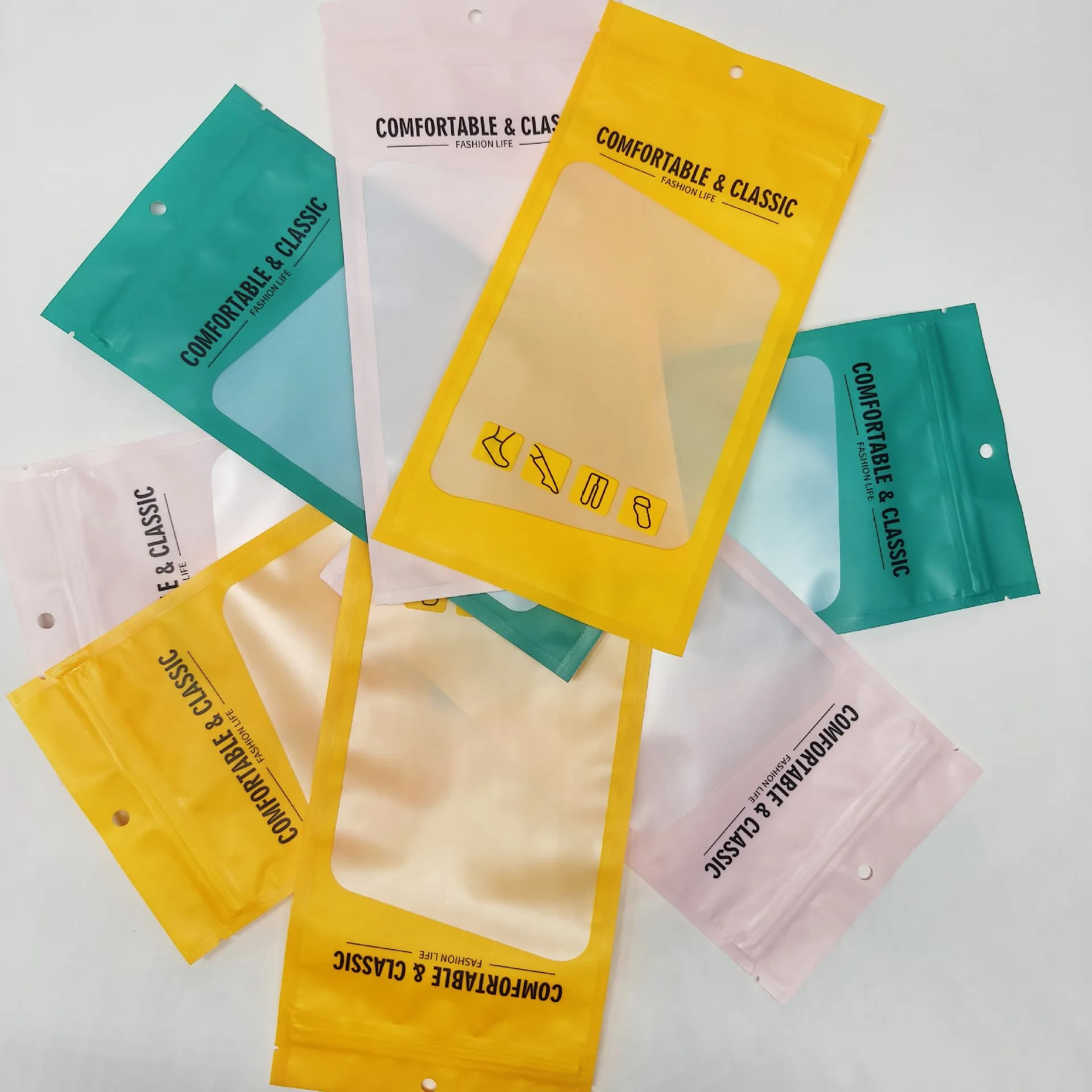 Thick Frosted Zipper Bag Matte Two Tone 12x24.5cm Resealable Self-sealing Bag Underwear Snack Self-seal Packaging Bags