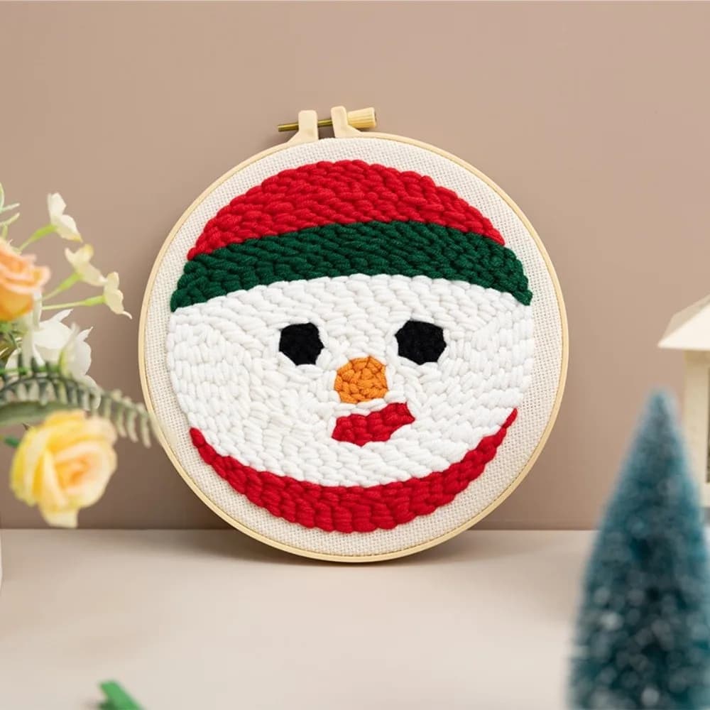 Merry Christmas Punch Needle Kit Beginner Embroidery Set Handmade Yarn Art DIY Punch Needle Set Punch Needle Supplies