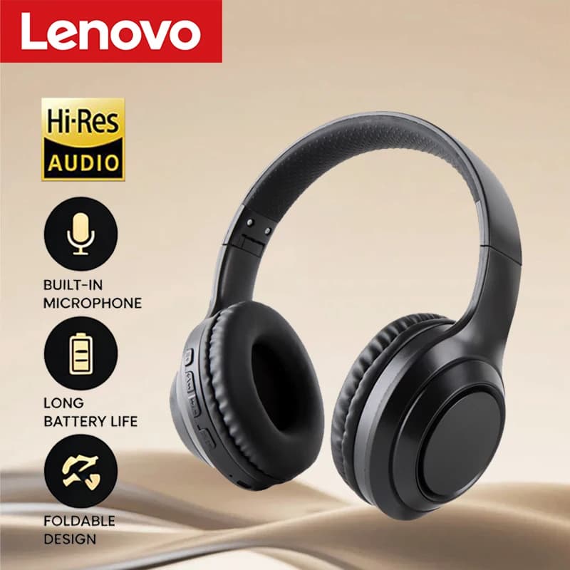 Cuffie Over-Ear Lenovo Pieghevoli, Auricolari Wireless per Computer 360 ° Cuffie da Gaming Bluetooth 5.3 con Cancellazione del Rumore e Audio Stereo